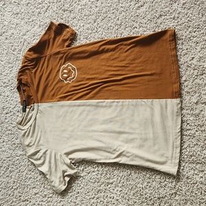 BOGO Shein Brown and Tan Juniors Tshirt Smiley Happy Face Color Block